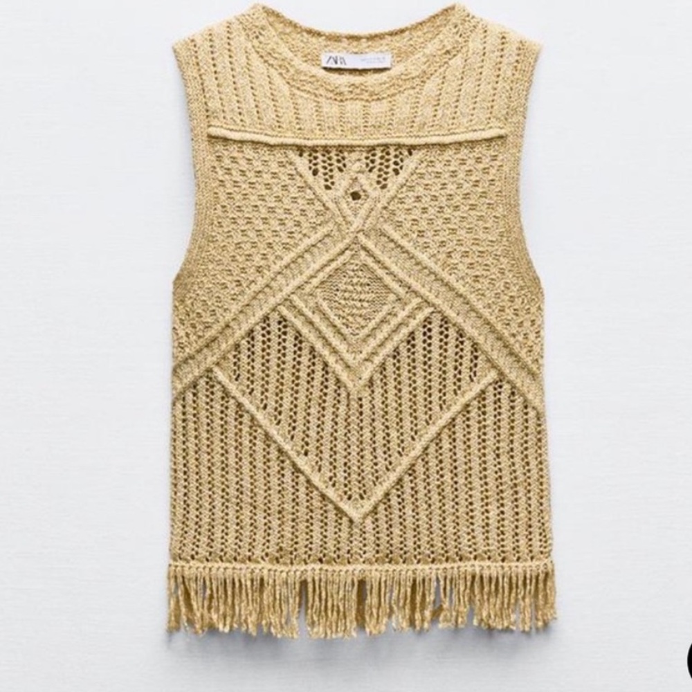 Zara fringe knit tank